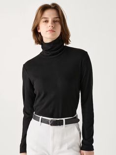 Maglia Termica HEATTECH Pile Collo Alto da Donna | UNIQLO IT Black Turtleneck, Styling Ideas, Uniqlo, Must Haves, Turtle Neck, T Shirt, Women Shopping, Black