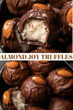 almond joy truffles are stuffed with chocolate and drizzled with sea salt