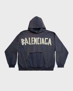 Find BALENCIAGA Tape Type Ripped Pocket Hoodie Large Fit on Editorialist. Curly fleece This item is unisex Large fit Hood without drawstring Dropped shoulders Ripped out pocket at front 1 slash pocket on each side Tape Type logo at front and back Destroyed and washedout effect Made in Portugal Dry cleaning Balenciaga Hoodie, Type Logo, Slash Pocket, Balenciaga Mens, Balenciaga Logo, Hoodie Oversize, Plus Size Outerwear, Pocket Hoodie, Blue Hoodie