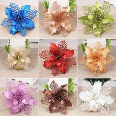 six different types of flower hair clips