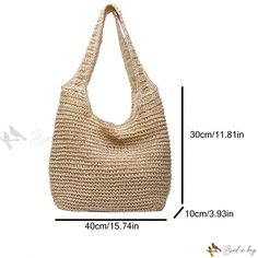 Bird in Bag - Stylish, Versatile Straw Bag with Ample Space, Dual Handles, and Lightweight Design Ideal for Teen Girls, Women, and College Students - Perfect for College, School, Outdoors, and Travel - Ideal Companion for Summer Beach Getaways, Outdoor Activities, and Holidays Eco-friendly Handmade Hobo Bag For Summer, Lightweight Bohemian Bags, Casual Beige Handmade Hobo Bag, Summer Lightweight Straw Bag, Summer Beach Season Hobo Bag, Everyday Beach Season Hobo Bag, Handmade Casual Summer Hobo Bag, Handmade Casual Hobo Bag For Summer, Casual Handmade Summer Hobo Bag