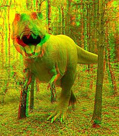 an image of a dinosaur in the woods