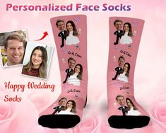 personalized wedding socks with photo and text