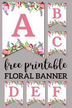 Banner For Birthday, Free Printable Banner Letters, Flower Banner, Free Printable Alphabet, February Activities, Printable Banner Letters, Free Printable Banner, Printable Alphabet Letters, Free Printable Letters