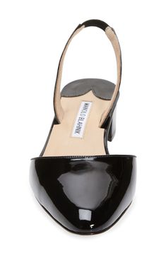 A elegantly minimal design in liquid-shine patent leather helps elevate this block-heel pump featuring a softly pointed toe and slim slingback strap. 1 1/2" heel (38mm) (size 38.5) Elasticized slingback strap Leather upper, lining and sole Made in Italy Women's Designer Shoes Patent Leather Slingback Pumps With 4-inch Heel, Formal Patent Leather Slingback Pumps, Classic Patent Leather Slingback Pumps With Low Heel, Patent Leather Slingback Pumps For Work, Sleek Slingback Pumps With Sculpted Heel Medium Width, Sleek Evening Slingback Pumps Medium Width, Sleek Medium Width Slingback Pumps For Evening, Classic Patent Leather Slingback Pumps, Elegant Patent Leather Slingback Pumps With 4-inch Heel