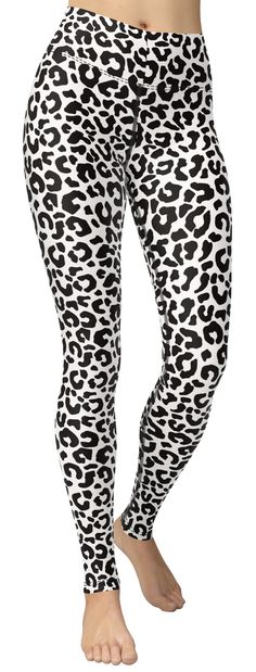 Black & White Leopard Yoga Leggings Trendy White Sports Leggings, White Stretch Footless Leggings, Trendy White Workout Leggings, High Stretch Footless White Bottoms, Trendy White Tight Tights, Trendy White Tight Leggings, Trendy Tight White Leggings, Trendy Fitted White Leggings, Yoga Hands