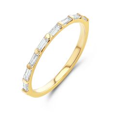 Elegant and minimal diamond baguette ring with impactful style. A modern nod to the clean lines of art deco. This slim and comfortable baguette ring is perfect for marking special occasions. Diamond is the April birthstone and is often given as a gift for 60th and 75th anniversaries. Diamond is the hardest naturally occurring substance on earth and has been formed over a billion years. Diamonds symbolize love and prosperity.ng special occasions. Diamond Baguette Ring, Diamond Baguette, Baguette Diamond Rings, Baguette Ring, Rainbow Bracelet, April Birthstone, Pave Ring, Starling, Channel Set