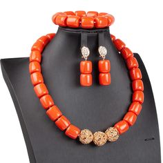 African Beaded Jewelry Set is a style inspiration. Indulge in the epitome of elegance with our Classy Women’s Jewelry Set. This set is a vibrant celebration of African culture, featuring beautifully handcrafted pieces that are sure to turn heads and elevate your style. Designed for the fashionable woman, this set includes a stylish necklace, trendy beaded bracelet, and chic beaded earrings, all coordinated to offer a seamless look. Exquisite Craftsmanship Each piece in this set is crafted with high-quality zinc alloy and resin, ensuring durability while maintaining a lightweight feel. The trendy beads are arranged in a captivating plant pattern, embodying both the beauty of nature and the pinnacle of fashion. Available in six stunning colors, this jewelry set offers versatility and style. Elegant Handmade Beads For Festivals, Handmade Elegant Beads For Festivals, Elegant Orange Polished Beads Jewelry, Elegant Orange Jewelry With Polished Beads, Elegant Orange Necklace For Party, Elegant Red Beaded Necklaces For Festivals, Elegant Orange Beaded Necklaces For Party, Elegant Red Beaded Festival Necklaces, Elegant Red Beaded Necklace For Festivals