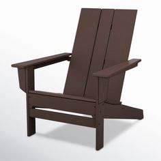 a brown wooden chair sitting on top of a white floor