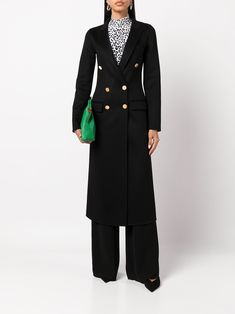 Adam Lippes double-breasted Coat - Farfetch Adam Lippes, Yoko London, City Dress, Double Breasted Coat, Coat Black, Summer Beach Wear, Lady Dior, Black Wool, Black Coat