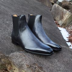 Classy and clean! Chelsea boots are a menswear staple that look great dressed up but never out of place under jeans. Get yourself ready for Fall weather with some new boots. Hand painted patina on full grain Italian crust leather Blake stitched keeps them slim, light and recraftable New Boots, Ready For Fall, Fall Weather, Chelsea Boot, Italian Leather, Hand Dyeing, Chelsea Boots, Looks Great, Patina