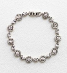 Sophia Halo CZ Tennis Bracelet Halo Bracelet, Grey Pearl Earrings, Bridal Accessory, Evening Jewelry, Gray Earrings, Round Halo, Cookie Cups, Bridal Bracelet, Long Periods