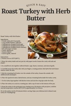 the recipe for roast turkey with herb butter is shown in an article about how to cook it