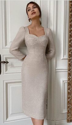 Tweed Midi Dress, Dresses Formal Elegant, She Is Clothed, Stylish Party Dresses, Feb 7, Tweed Dress, Girly Outfits, Day Dresses, Bridal Dresses