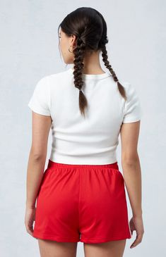 Elevate your court style with PacSun's Standard Basketball Shorts – a perfect fusion of comfort and sporty flair. Crafted with breathable mesh fabric and a relaxed fit and topped off with sporty side stripes, these high-waisted shorts ensure you stay on top of your game while making a statement on and off the basketball court.


	Lined
	12.5" rise
	2" inseam
	High-rise
	Elastic waistband
	Stripes down sides
	Mesh fabric
	Relaxed fit
	100% polyester
	Model is wearing a size small Moisture-wicking Short Summer Tops, Summer Fitted Activewear With Ribbed Waistband, Sporty Moisture-wicking Short-sleeved Top, Sporty Short Tops With Moisture-wicking, Sporty Short-sleeved Moisture-wicking Tops, White Short Length Sports Tops, White Short-length Sports Tops, Sporty Moisture-wicking Short Tops, Casual Moisture-wicking Short Top