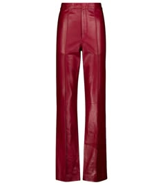 In a pleasing shade of raspberry-red, Isabel Marant's Bilirokia pants are made from lamb leather. A high-rise design, they have a pleated straight leg. | Isabel Marant Bilirokia high-rise leather pants Leather Pants Outfit 2023, Red Leather Pants Outfit, Wyatt Flores, Leather Top Outfit, Leather Pants Outfit Night, Butterfly Stomach, Seventeen Concert, Lederhosen Outfit, Descendants Dr