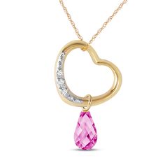 Item: 5414 Description 14k. Solid Gold Heart Necklace With Natural Diamond & Pink Topaz (Yellow Gold) Comes With 18" Long, 0.68 Mm Thickness Double Link Rope Chain. Item Information Metal: 14k. Solid Gold Metal Weight: 2.10 Gr. Diamonds 3 Round Cut, G-H Color, Si-2 Clarity = 0.03 Ct Gemstones 1 Briolette Shape, 9x6 Mm, Pink Topaz = 2.25 Ct Measurements Height: 1.06 In ( 26.9 Mm) Length: 18 In ( 457.2 Mm) Width: 0.65 In ( 16.5 Mm) Pink Diamond Necklaces For Mother's Day, Mother's Day Pink Diamond Necklace, Pink Heart Cut Gemstone Necklace, Pink Diamond Heart Cut Necklace, Pink Necklace With Diamond Accents Gift, Pink Necklaces With Diamond Accents For Gift, Pink Heart-shaped Diamond Necklace, Pink Fine Jewelry Necklace For Valentine's Day, Heart-shaped Pink Jewelry With Diamond Accents