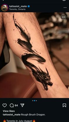 a man's leg with black ink on it