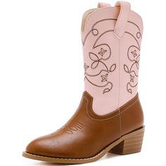 PRICES MAY VARY. VINTAGE WESTERN STYLE:This pair of toddler cowboy boots reaches the middle of the calf.The shaft and foot of boots are embroidered with classic western embroidery,showing a chic and elegant temperament.The pointed toe design complements a girl's modern denim look PULL ON TABS:The pull tab boot and a side zipper design of cowgirl boots for girls is both practical and fashionable,making it easy for girls to put on and take off.Thick low heel design provides consistent and stable s Cowgirl Boots For Girls, Girls Cowboy Boots, Toddler Cowgirl, Toddler Cowboy Boots, Girls Cowgirl Boots, Western Embroidery, Boots For Girls, Girl Cowboy Boots, Boot Pulls