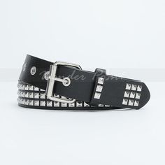 Studded 3 Row Silver Pyramid Made Belt Genuine Leather Punk Rock Gothic Description: Square Bead Rivet Belt PU Leather Studded Waist Belt Solid Color Eyelet Metal Pin Buckle Jeans Decorative Waistbands Vintage Product Detalis Feature: 100% Brand new and high quality Women Men Belt, PU Leather Rivets Adjustable Cinch Belt Waistband for Daily Street You can put the belt on and take it off in a breeze with the buckle,the belt adds more charm for everyone. Specification Color: As picture shown Material: PU leather, metal Length: 105cm, 115cm Width: 3.3cm Pattern: Rivets Package Contents:1 x Belt Friendly Tips 1.Please kindly allow 2-3% difference according to manual measurement 2.Please note that a slight color difference should be acceptable due to the light and screen. Thanks. PaymentDeliver Gothic Belt, Pyramid Design, Cinch Belt, Buckle Jeans, Leather Rivets, Men Belt, Square Bead, Metal Pins, Black Belt