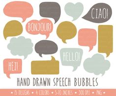 hand drawn speech bubbles in different colors