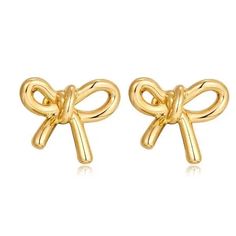 Get ready to glam up your look with our exquisite gold bow earrings! These elegant earrings add a touch of sophistication to any outfit. Upgrade your jewelry collection and make a bold statement with these luxurious and stylish earrings Elegant Gold Earrings With Decorative Bow, Chic Yellow Gold Jewelry With Bow Detail, Chic Yellow Gold Jewelry With Bow, Gold Earrings With Decorative Bow For Formal Occasions, Chic Gold Earrings With Bow, Chic Formal Earrings With Decorative Bow, Formal Gold Earrings With Decorative Bow, Chic Formal Bow Earrings, Trendy Bow Drop Earrings