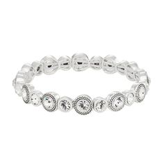 This simulated crystal-encrusted silver tone bracelet from Napier is the perfect accessory for when you want to add a little sparkle to your outfit. This simulated crystal-encrusted silver tone bracelet from Napier is the perfect accessory for when you want to add a little sparkle to your outfit. Nickel safe Material: glass Length: 7.5 in. Metal: alloy Plating: silver tone Finish: antiqued Not appropriate for children 14 years old and younger. Size: One Size. Gender: female. Age Group: adult. Silver Stretch Bracelet With Rhinestones, Silver Sparkling Crystal Bracelet, Elegant Silver Crystal Stretch Bracelet, Silver Crystal Bangle Bracelet, Sparkling Silver Crystal Bracelet, Silver Crystal Bracelet With Bling And Adjustable Fit, Elegant Silver Stretch Bracelet With Bling, Classic Silver Crystal Bracelet, Silver Bling Crystal Round Bracelet