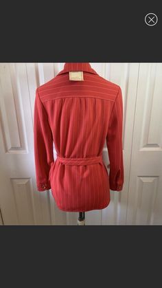 Vintage Mary Tyler Moore 60s 70s Red Pinstripe Belted Blazer Jacket Deadstock | eBay Pinstripe Outerwear With Button Closure For Fall, Fall Pinstripe Outerwear With Button Closure, Chic Pinstripe Spring Outerwear, Chic Pinstripe Outerwear For Spring, Spring Outerwear With Vertical Stripes And Long Sleeves, Retro Red Spring Outerwear, Retro Red Outerwear For Spring, Classic Long Sleeve Outerwear With Vertical Stripes, Pinstripe Long Sleeve Outerwear For Fall