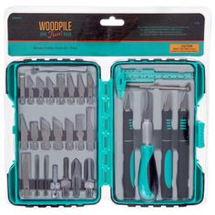 the tool kit is packed with tools for woodworking and other crafting projects in it