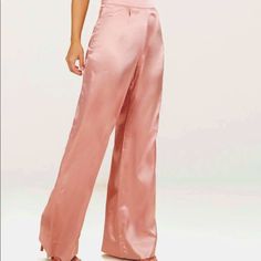 New With Tags Blush Nastygal Satin Split Leg Wide Leg Pants, Size Small Never Been Worn With Tags Size Small But Can Fit Up To A Large 36 Inch Inseam 11 Inch Rise Elastic Waist 28 29 Inches Across Hips Ships From A Smoke Free And Pet Free Home. Please Feel Free To Ask Any Questions. Always Accepting Offers. High-waisted Satin Pants, Elegant Pink Bottoms For Night Out, Spring Satin Straight Leg Pants, Casual Satin Pants For Spring, Chic Satin Straight Pants, Satin Straight Pants For Night Out, Satin Trousers For Party, Straight Satin Pants For Night Out, Party Straight Satin Pants