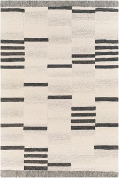 a rug with black and white stripes on it