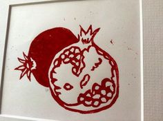 a drawing of a pomegranate with a crown on it