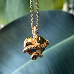 Wise Heart Gold Charm Necklace - ASTOR & ORION Ethically Made Jewelry Heart Charm Necklace, Beautiful Snakes, Heart Pendant Gold, Gold Charm Necklace, Gold Heart Necklace, Silver Heart Necklace, Ancient Symbols, Original Jewelry, Fantasy Jewelry