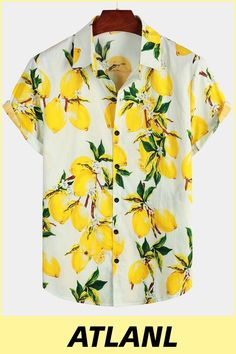 Great for summer vacation, daily leisure, sun beach, travel, rock parties, concert, streetwear, stage performance, dating, urban style, themed parties etc. Concert Streetwear, Lemon Shirt, Casual Man, Hawaii Outfits, Color Party, Hawaiian Outfit, Hawaiian Shorts, Tropical Shirts, Sun Beach