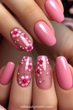 Pink Floral Nail Art - Pink is a sought-after nail color for its versatility across various occasions and skin tones. This post offers 21 diverse pink nail ideas, featuring delicate florals and a spectrum from light to vibrant shades. Explore options like sparkle, matte, glitter, and high gloss, perfect for different nail types and styles including almond, square, and acrylic. Gorgeous Summer Nails, Floral Tip Nails, Lipsticks Aesthetic, Cute Pink Nail Designs, Nail Art On Natural Nails, Colourful Nail Art, Smart Nails, Boutique Nails, Pink Nail Art Designs