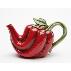 Red Hot Chili Pepper Teapot #teapots طقم شاي, Novelty Teapots, Teapots Unique, Tanah Liat, Teapots And Cups, Porcelain Teapot, Red Hot Chili Peppers, Ceramic Teapots, Chocolate Pots