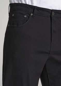 About Our Long Inseam Pants Perfect for date night, the office, the bar and everything in between. Our J1 men's tall pants are the quintessential pair that every guy needs in his wardrobe. We know the struggles of finding good-quality pants for tall men between 6'3” and 7'1”, with lengths that are too short and fits that are downright uncomfortable. Leave those days behind and pick up a pair from American Tall. All of our styles are designed exclusively for tall guys just like you with proper pr Classic Black Bottoms With Hidden Pockets, Straight Black Pants For Business Casual, Black Tapered Leg Jeans For Business Casual, Business Casual Black Tapered Leg Jeans, Classic Black Pants With Hidden Pockets, Classic Black Work Pants With Hip Pockets, Classic Black Straight Bottoms, Classic Black Straight Leg Chinos, Black Work Pants With Five Pockets