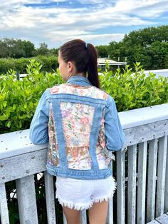 This wonderful denim jacket is made special for you, we accept any wishes. Be unique with this lovely jacket! Jean Outfit, Outfit For Women, Blue Jacket, Embroidered Lace, Denim Blue, Jean Outfits, Unique Fashion, Floral Lace, Halloween Shopping