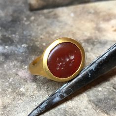 Pyu Agate Seal Ring | Eli Halili Classic Agate Signet Ring With Polished Finish, Oval Carnelian Gemstone Signet Ring, Luxury Agate Signet Ring With Polished Finish, Luxury Silver Agate Signet Ring, Luxury Red Carnelian Signet Ring, Hexagon Diamond Ring, Hexagon Diamond, Stamped Rings, Domed Ring