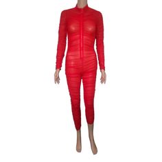 Fire Red Rouched Long-Sleeved Pant Jumpsuit With Front Zipper. Size: L Brand: Aria Price: $30 #Red #Sexy #Hot #Style #Boutique #Fashion #Channices_chicboutique Fitted Ruched Jumpsuits And Rompers For Night Out, Red Long Sleeve Fitted Bodysuit, Red Fitted Long Sleeve Bodysuit, Red Long Sleeve Bodysuit For Party, Fitted Ruched Jumpsuits And Rompers For Spring, Long Sleeve Ruched Bodysuit For Night Out, Spring Fitted Ruched Jumpsuits And Rompers, Red Long Sleeve Party Bodysuit, Red Long Sleeve Bodysuit For Night Out