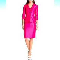 Tahari Asl Women's 3/4 Sleeve Jewel Button Jacket & Skirt Size: M Elegant Spring Sets With Buttons, Chic Spring Skirt Suit With Buttons, Spring Skirt Suit For Workwear, Spring Workwear Skirt Suit With Buttons, Elegant Single Button Sets For Spring, Elegant Single Button Spring Sets, Elegant Spring Career Skirt Suit, Elegant Spring Sets With Button Closure, Fitted Skirt Suit For Semi-formal Spring Occasions