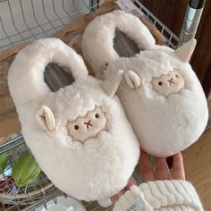 Material: Plush Run small, please review the sizing information Slippers Aesthetic, Sheep Plush, House Shoes Slippers, Sheep Design, Kids Leather Shoes, Cute Lamb, Animal Slippers, Kids Snow Boots, Plush Slippers