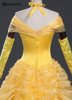 Adult Yellow Belle Cosplay Dresses Women Moive Beauty and the Beast Cosplay Princess Costume     Condition: Brand New   Color:  Yellow   Material: Organza And Thick Satin   Sleeve Length:Sleeveless   Dresses Length:Floor-Length   Neckline: Off the Shoulder   Includes: Dress + Gloves + Headwear     Notice: If your size is way off the standard size chart, Please choose custom-made . Fitted Overbust Cosplay Costume, Fitted Overbust Cosplay Costume For Halloween, Fitted Halloween Cosplay Costume Overbust, Halloween Cosplay Costume Overbust, Halloween Overbust Cosplay Costume, Overbust Halloween Cosplay Costume, Yellow Costumes For Cosplay Events, Anime Style Fitted Dresses For Themed Events, Overbust Costumes For Cosplay Events