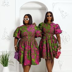 Trendy Puff Sleeve Midi Dress, Trendy Knee-length Puff Sleeve Dress, Fitted Multicolor Puff Sleeve Midi Dress, Multicolor Fitted Midi Puff Sleeve Dress, Green Short Sleeve Dress With Elastic Sleeves, Multicolor Fitted Puff Sleeve Knee-length Dress, Multicolor Midi Dress With Gathered Sleeves, Trendy Puff Sleeve Dress With Elastic Sleeves, Short Sleeve Midi Dress With Elastic Sleeves