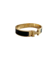 Gold H Cuff Bracelet in Black Black Hermes Bracelet, Hermes Bracelet, Cuff Bracelet, Cuff, Bracelet, Gold, Black, Quick Saves