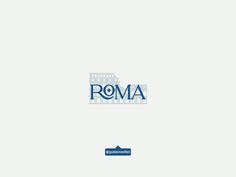 the roma logo is shown in blue on a white background, and it appears to be part of an italian restaurant called roma