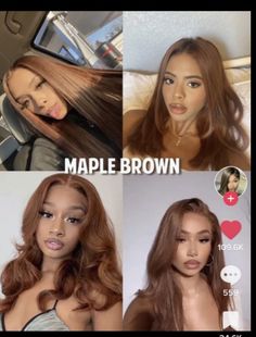 Hair Color For The Fall Black Women, Fun Hair Color For Black Hair, Fall Hair Tan Skin, Auburn Hair Color Highlights, Hair Dyed For Brown Skin, Light Brown Ginger Hair Black Women, Cowgirl Copper With Money Piece, Monochromatic Hair And Skin, Copper Brown Hair Dark Skin