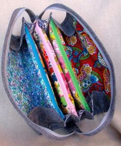 the purse is filled with many colorful items