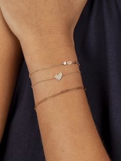 If you can't decide between a paperclip chain and cable chain, why not have both? This bracelet will add some style and sparkle to your stack! Layer it with some more dainty gold jewelry, initial jewelry, or even stack on the tennis jewelry! Everyday White Gold Bracelet With Paperclip Chain, Everyday Stackable White Gold Chain Bracelet, Everyday White Gold Paperclip Bracelet, White Gold Paperclip Chain Bracelet As Gift, White Gold Paperclip Chain Bracelet Gift, Fine Jewelry Rose Gold Chain Bracelet For Everyday, Dainty White Gold Chain Bracelet, Diamond Cable Chain Bracelet As Gift, Gift Diamond Bracelet With Paperclip Chain