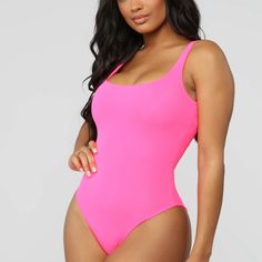 Bright, Vibrant, Neon Pink One Piece. Size L. New, Never Worn. Trendy Sleeveless Pool Bodysuit, Trendy One-piece Bodysuit For Poolside, Trendy Stretch Bodysuit For Beach Party, Sleeveless Bodysuit For Beach Party, Chic One-piece Bodysuit For Beach Party, Trendy One-piece Bodysuit For Vacation, Trendy Bodysuit For Pool, Trendy Solid Color Bodysuit For Pool, Trendy Solid Color Bodysuit For The Pool